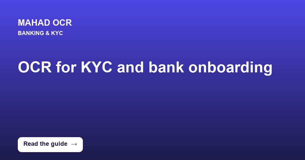 OCR for KYC and bank onboarding