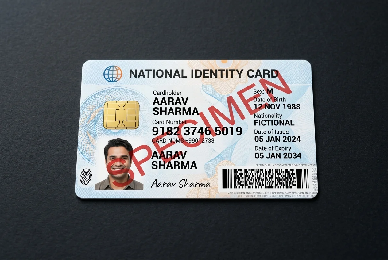 Fictional specimen national identity card
