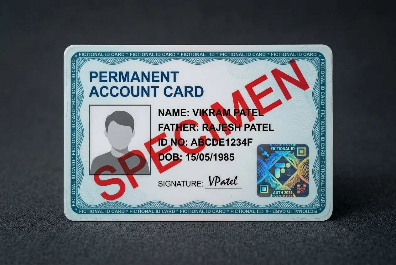 Fictional specimen identity card of a type with no dedicated template